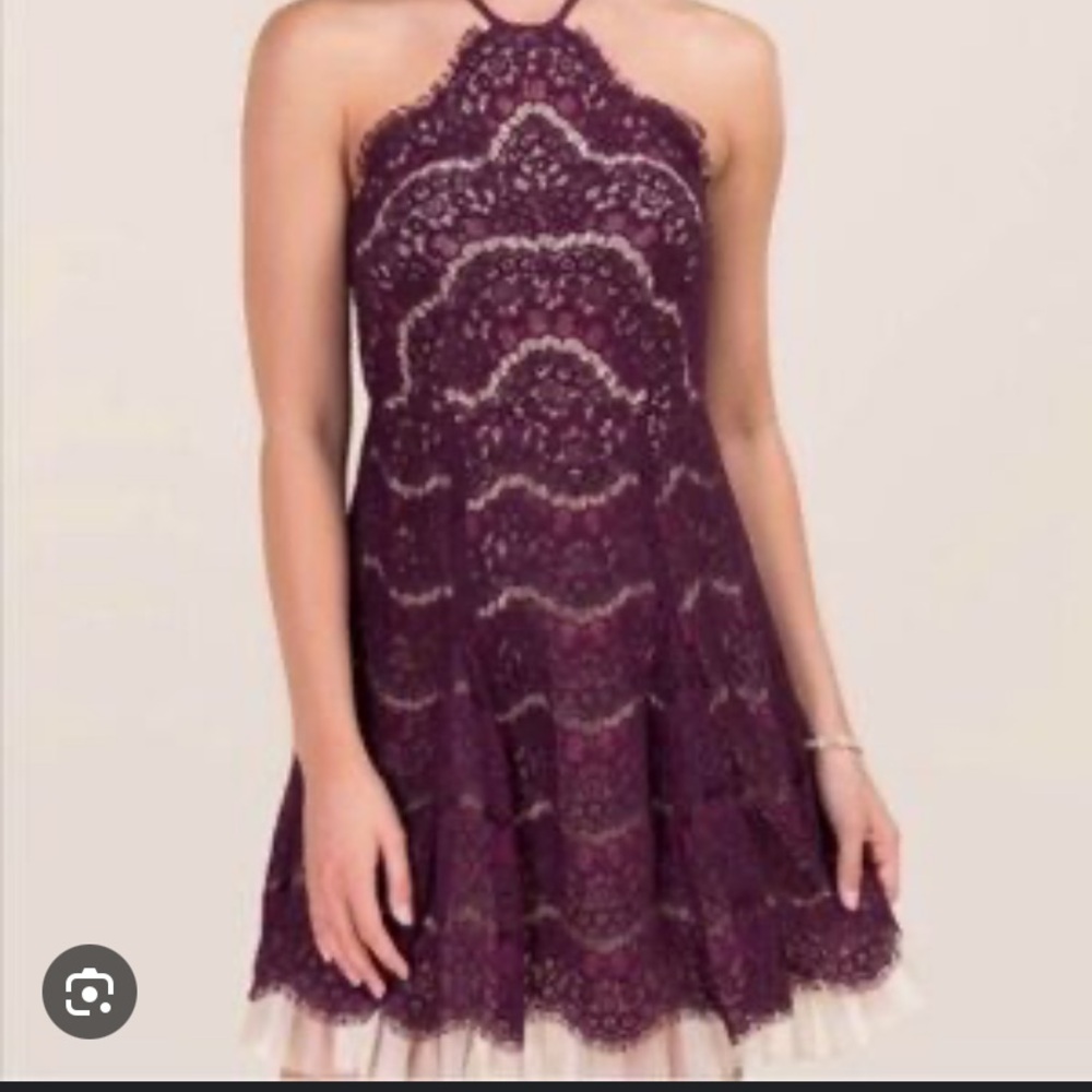 Francesca's Collections Maroon Lace Dress